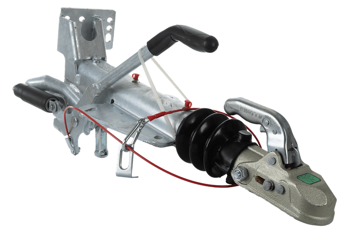 KNOTT KF27B ülejooksuseade koos K27A haakeseadmega 2700kg haagisele koos V-tüüpi veotiisli ja tugiratta toega