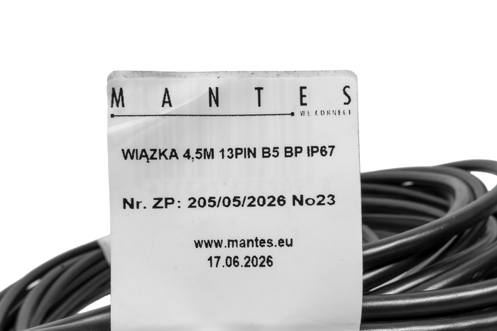 MANTES elektripaigaldis, paadihaagise juhtmestik 4,4 m, 13-kontaktiline pistik, 2x5-kontaktilised bajonettühendused