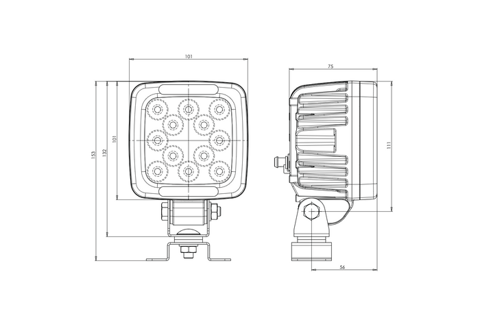 LED-töölamp reflektoriga WAŚ W144/70 1206 12xLED 4000lm